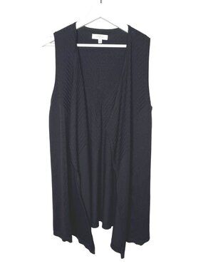 New Directions Cardigan Vest Womens Small Black Knit Sleeveless Sweater